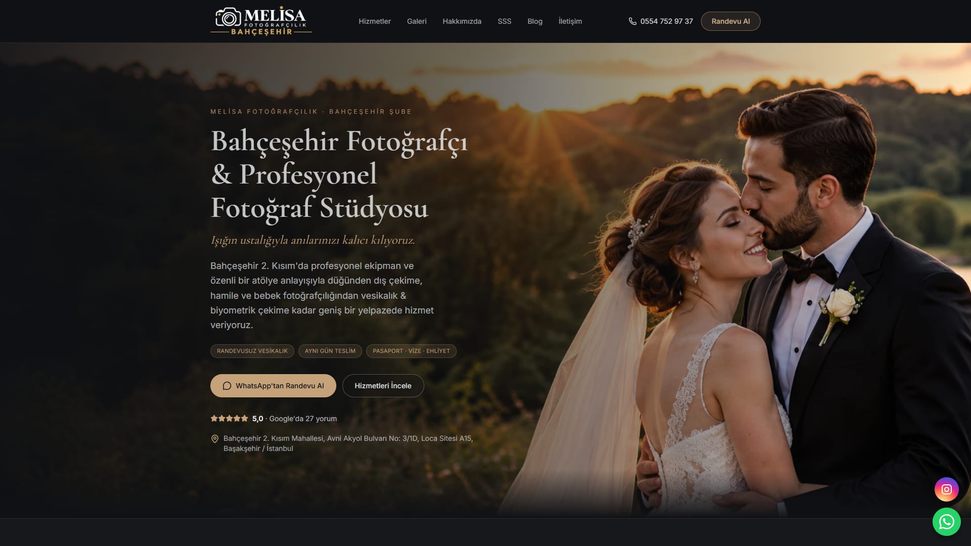 Melisa Fotoğrafçılık Bahçeşehir web sitesi